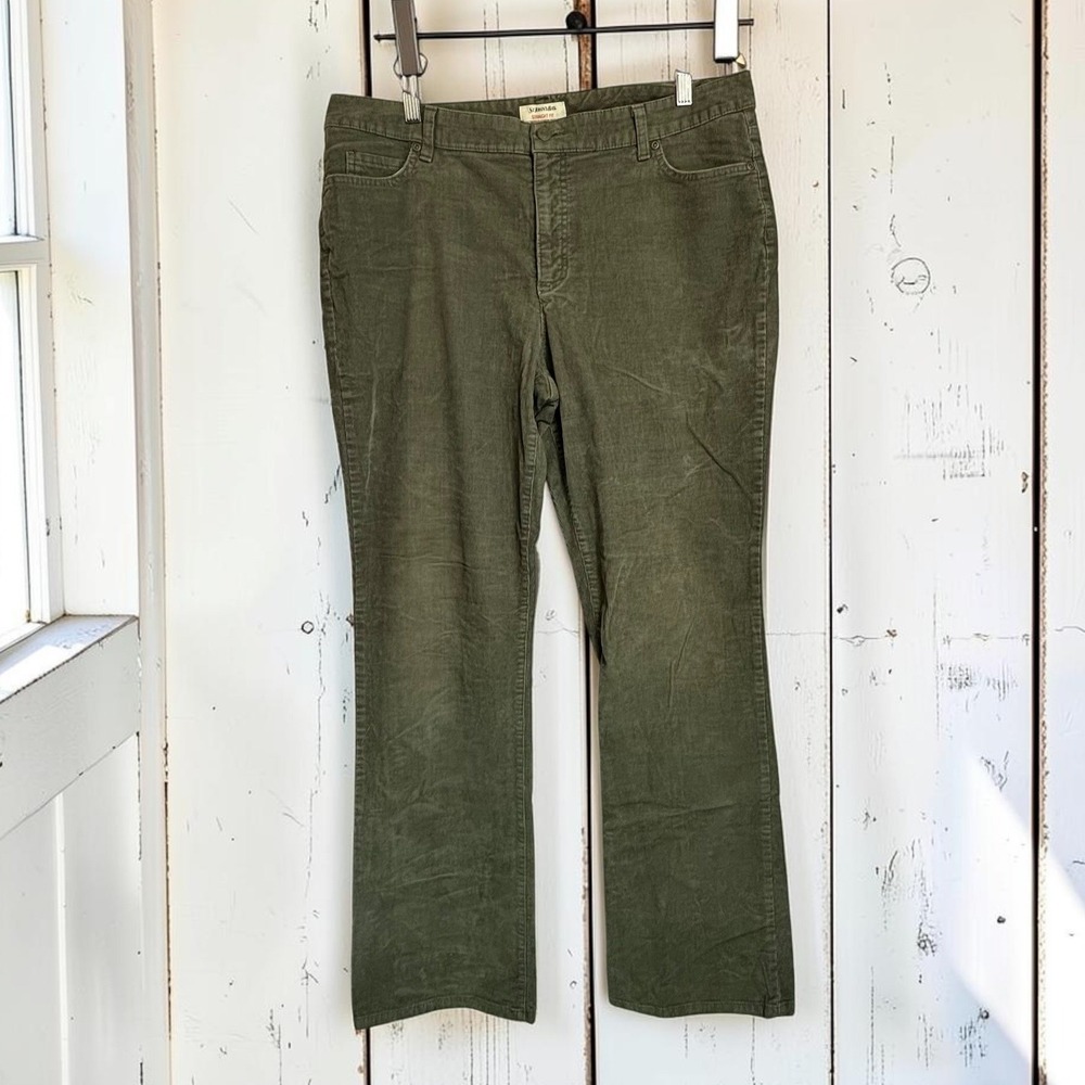 Corduroy Straight Fit Pants 18T Tall Plus Olive Green Cotton Bootcut Earthy